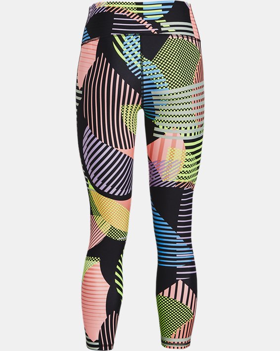 Women's HeatGear® Armour No-Slip Waistband Geo Print Ankle Leggings, Black, pdpMainDesktop image number 5